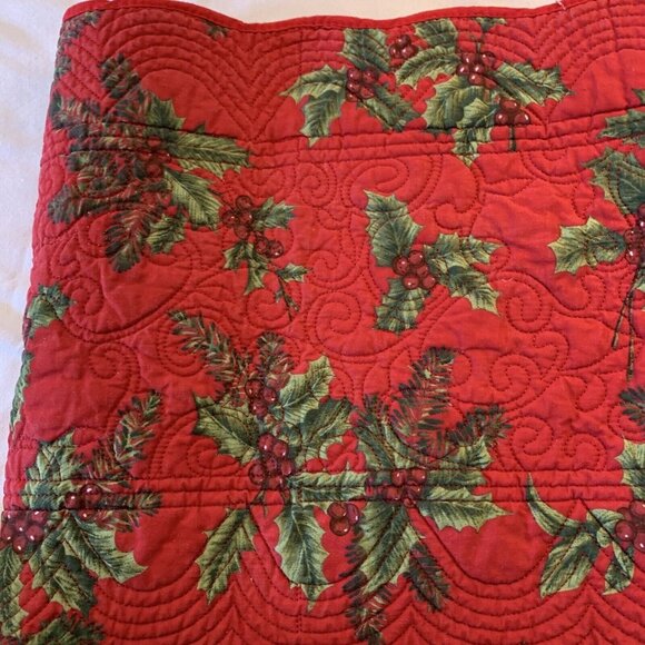 St. Nicholas Square Double Sided Red Ivy & Polka Dot Christmas Table Runner 50" - Picture 11 of 12